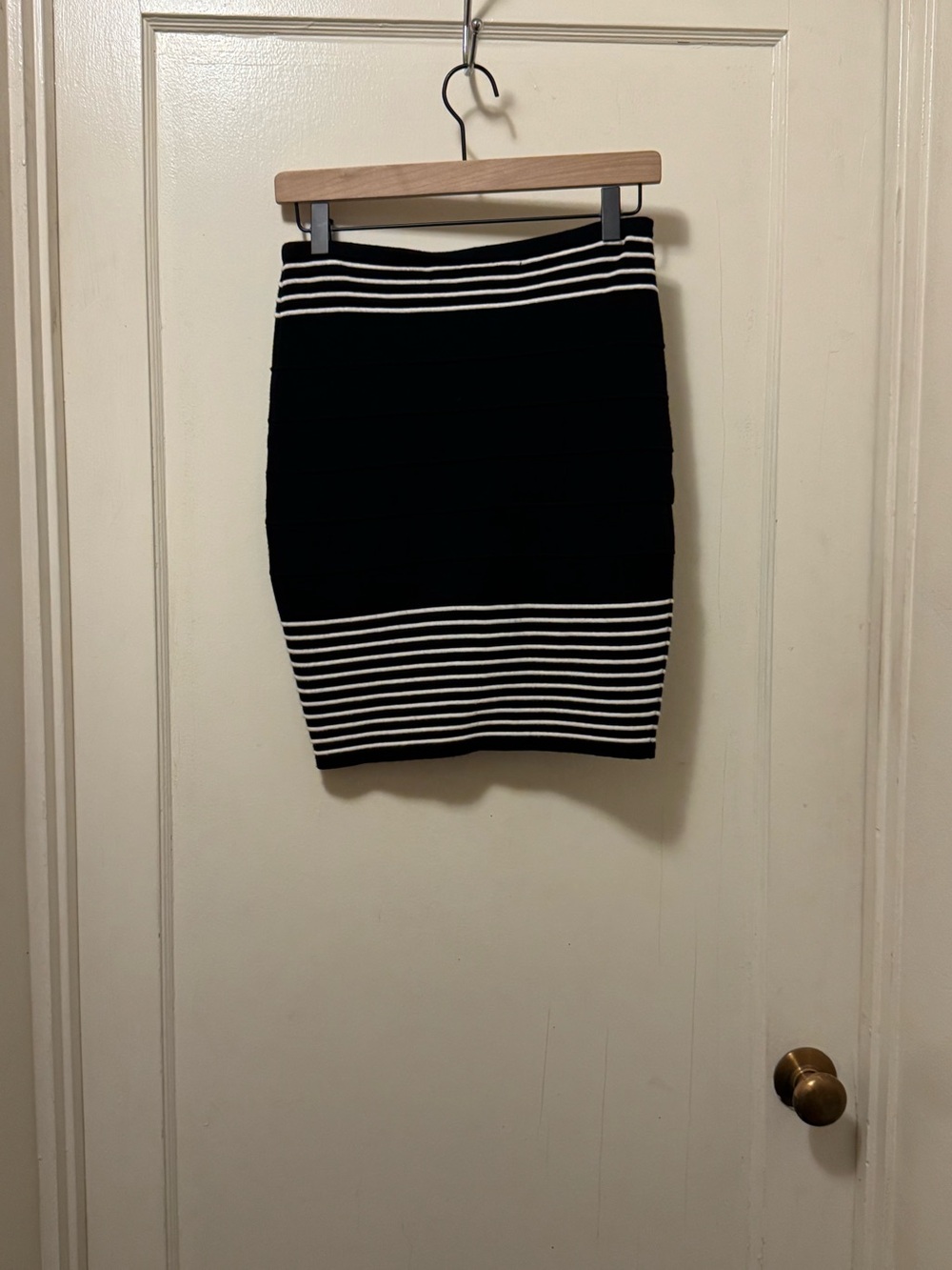 Max Studio Black Pencil Skirt with White Stripes